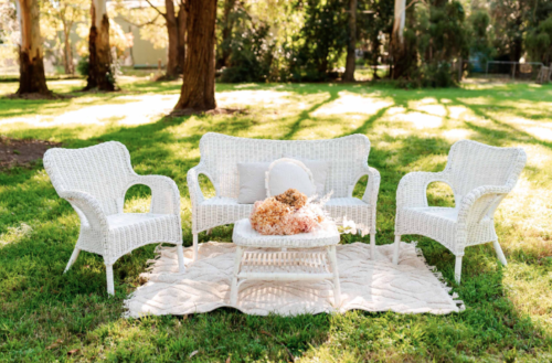 Double White Wicker Cane Sofa - Image 3