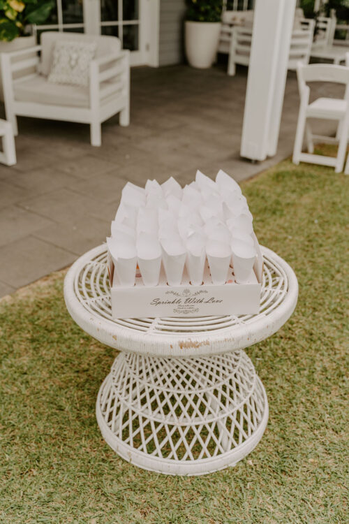 WHITE BAMBOO RATTAN SIDE/SIGNING TABLE