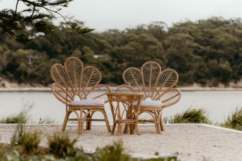 NATURAL BAMBOO RATTAN FLOWER CHAIR
