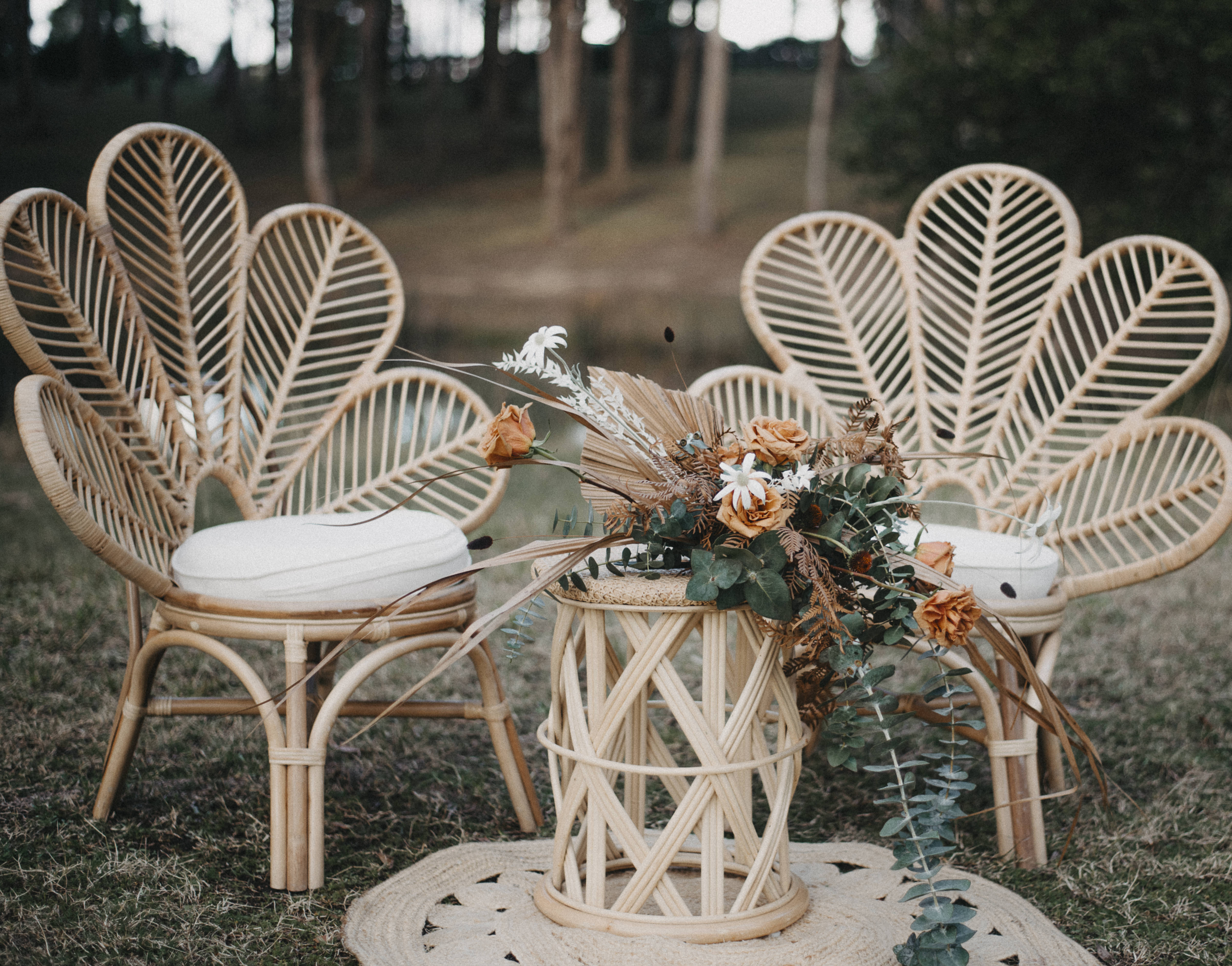 NATURAL BAMBOO RATTAN FLOWER CHAIR The Wedding + Event