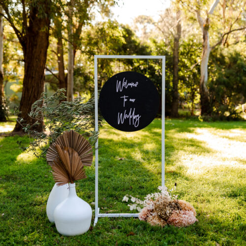 Welcome To Our Wedding Black Circle Sign