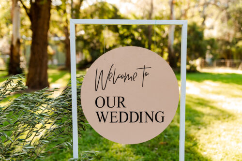Welcome To Our Wedding Latte Circle Sign - Image 3