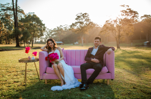 Blush Pink Velvet Couch - Image 2