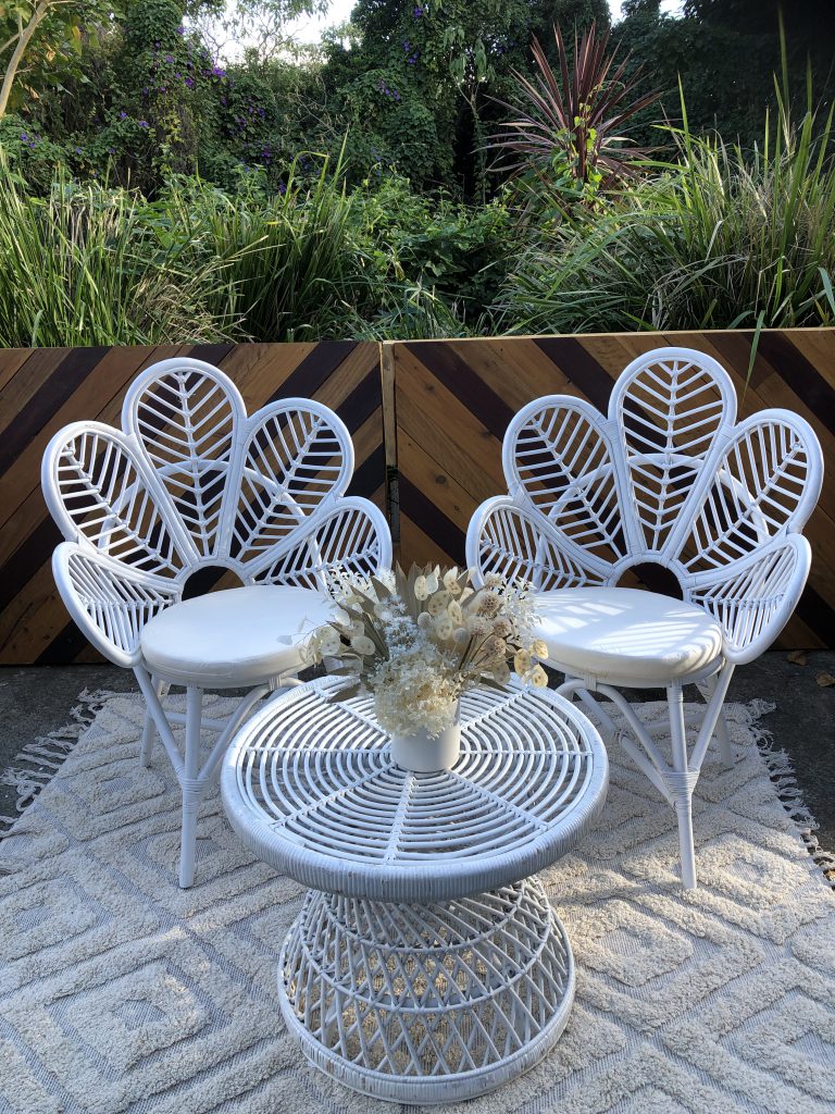 Bamboo Rattan Flower Chair White The Wedding + Event Creators
