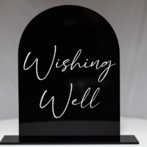 Wishing Well Cards Sign Arch - Black Acrylic