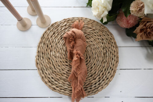 Cotton Serviettes/Napkins- Terracotta Fringed