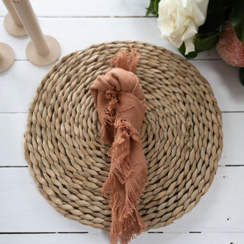 Cotton Serviettes/Napkins- Terracotta Fringed