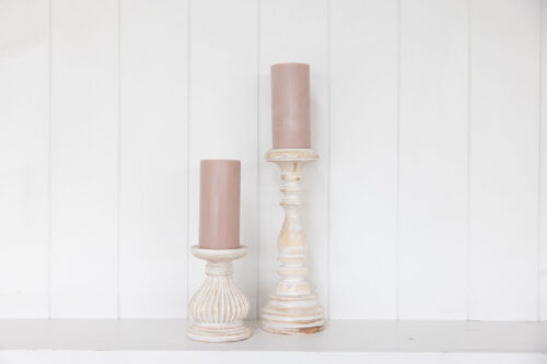 Natural Wooden Pillar Candle Holders
