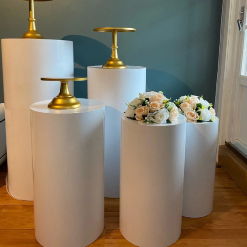 Round White Plinth Set (set of 5) - Image 2