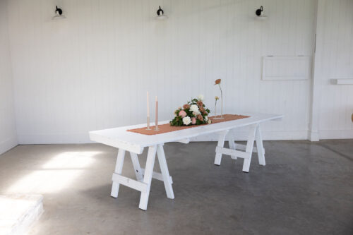 WHITE TIMBER TRESTLE TABLE - Image 4