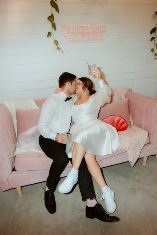 Blush Pink Velvet Couch - Image 10