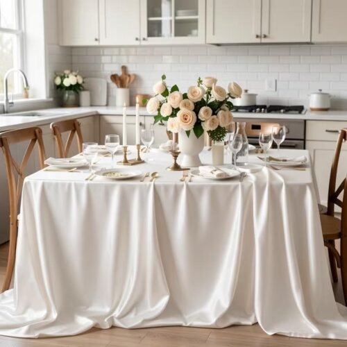 Satin Ivory Tablecloth